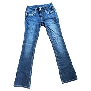 LITZ size 27 blue jeans, studs & design back pockets, stitching front pockets
